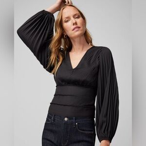 White House Black Market Pintucked Banded Bottom Blouse